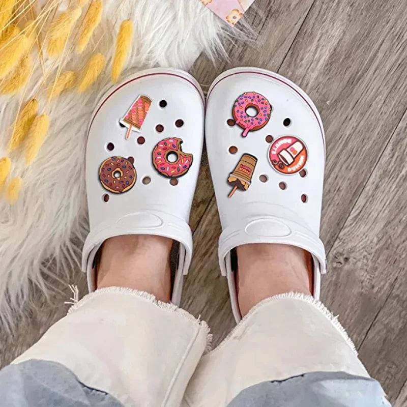 10pcs Cute Cartoon Food and Drink Shoe Decoration Charms For Croc Good Vibrations