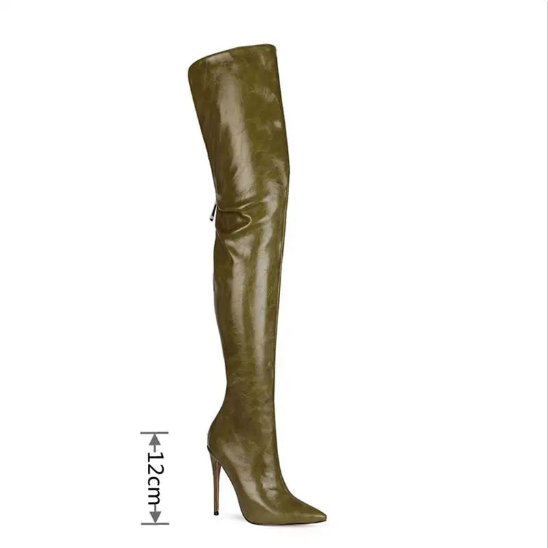 2025 New Women Over The Knee Boots Sexy Ladies Party High Heels Shoes Pointed Toe Stiletto Women Long Botas Femininas Good Vibrations