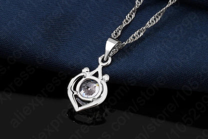 Charming Luxury Elegant Rhinestone Pendant Jewelry Set Include 925 Sterling Silver Necklace/Earring Sets Good Vibrations