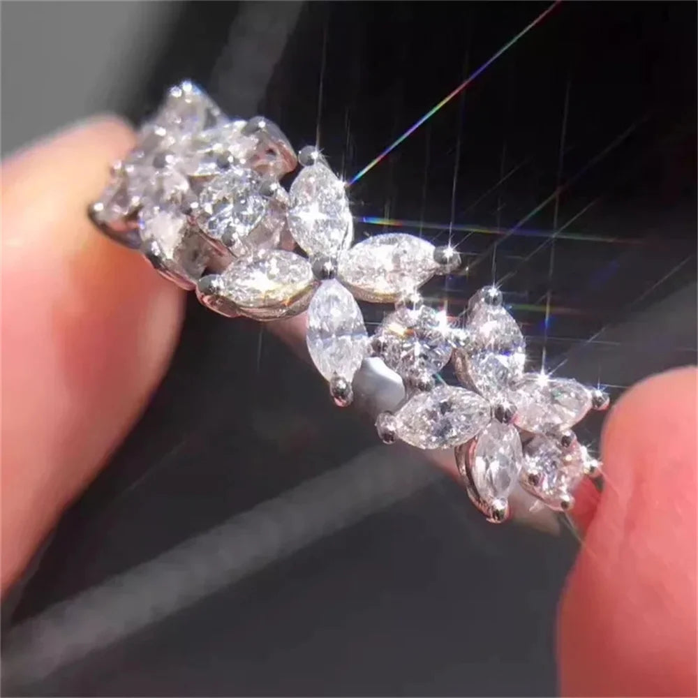 CC Charm Rings For Women Girl Flower Design Silver Color Wedding Engagement Fashion Accessories Fine Jewelry CC3118 Good Vibrations