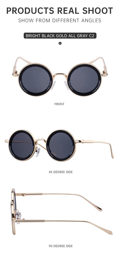 Round Steampunk Sunglass Men Vintage Punk Sunglasses Women Trendy Retro Fashion Glasses Gafas De Sol Hombre Lunette Soleil Femme Good Vibrations
