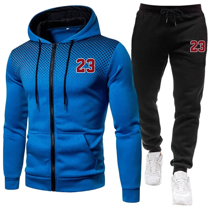 2026 Hot Sale Men's Tracksuit Zip-up Jacket Black Sweatpants Fall Winter Daily Casual Sporty Sweatshirt Outfit Male Training Set Good Vibrations