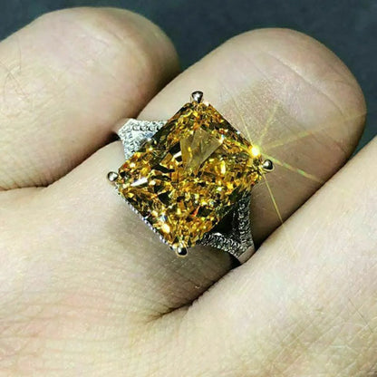 Elegant Yellow Water Drop Shaped Crystal Rhinestone Zircon Ladies Ring for Women Party Wedding Engagement Jewelry Size 6-10 Good Vibrations