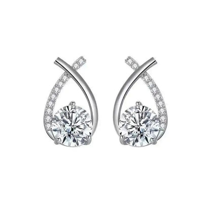 925 Silver Needle Korean Fashion Zircon Geometric Earrings For Women Jewelry 2026 Trending Luxury Crystal Cross Stud Earrings Good Vibrations