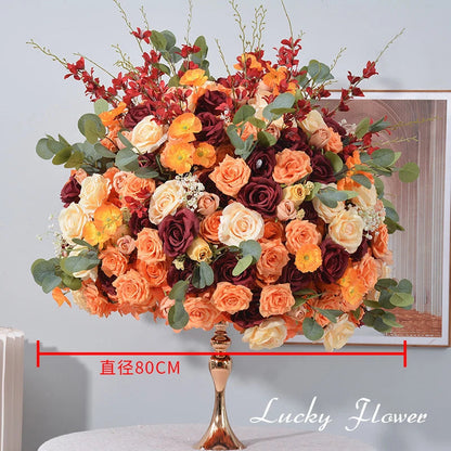 Orange Red Rose Artificial Flowers Wedding Table Decoration Road Lead Flower Ball Tbale Centerpieces Event Party Floral Props Good Vibrations