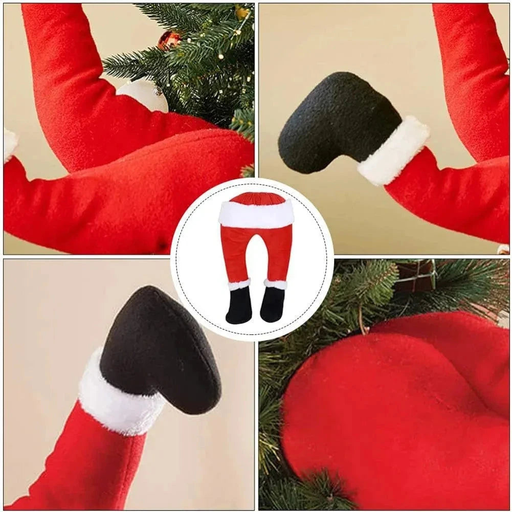 Christmas Elf/Santa Legs Christmas Tree Decoration Stuffed Leg Stuck Xmas Tree Topper for Tree Ornaments Party Decorations Good Vibrations