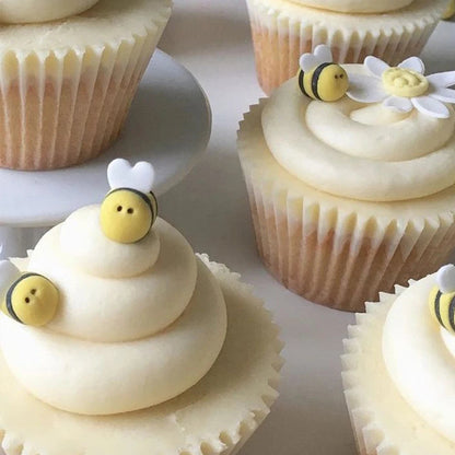 Daisy Bee Cake Toppers White Sunflower Bumble Bee Cake Decoration DIY Oh Babee Birthday Baby Shower Cupcake Topper Party Decor Good Vibrations