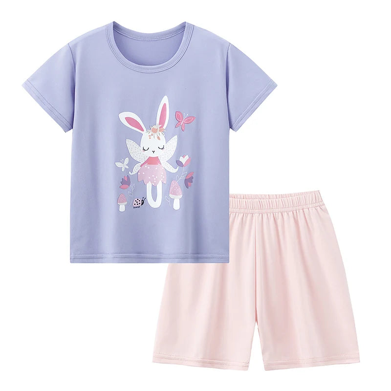 2-piece Summer Children's Comfortable And Versatile Cute Short sleeved Shorts Set For Boys And Girls Casual Home And Outdoor Set Good Vibrations