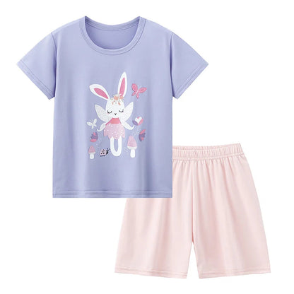 2-piece Summer Children's Comfortable And Versatile Cute Short sleeved Shorts Set For Boys And Girls Casual Home And Outdoor Set Good Vibrations