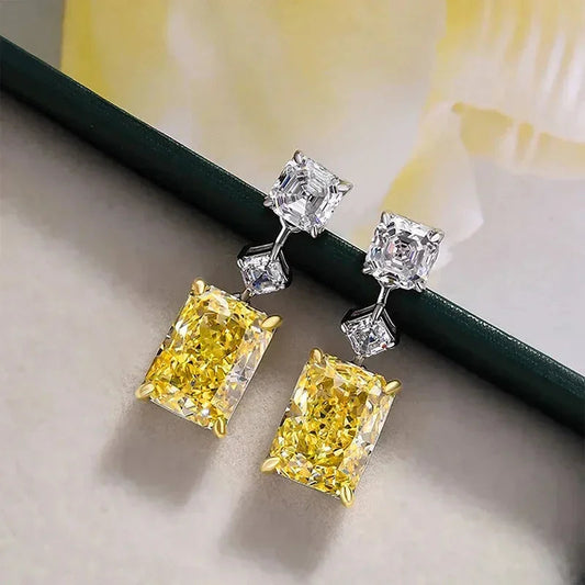 2026 Fashion Bright Yellow Crystal Earrings Female Engagement Party Jewelry Temperament Women Wedding Ceremony Accessories Good Vibrations