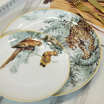 European ceramic western dinner plate, jungle set, steak plate, Coffee cup, afternoon , personalized gift set Good Vibrations
