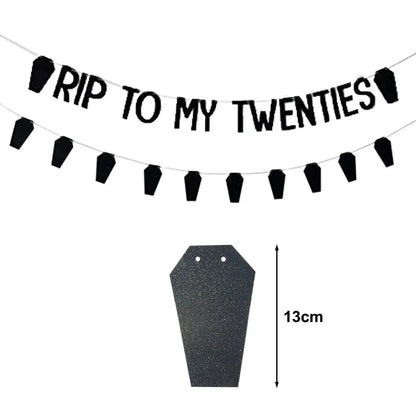 Black 30th Birthday Decorations Women or Men Death to My Twenties Banner Number 30 Balloons Rip to My Bitrthay Decorations Good Vibrations