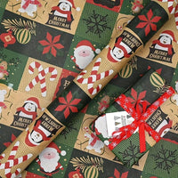 Christmas Wrapping Paper Roll - Festive Kraft Paper with Snowflake, Tree, and Ornament Patterns, Ideal for Holiday Gift Wrapping Good Vibrations
