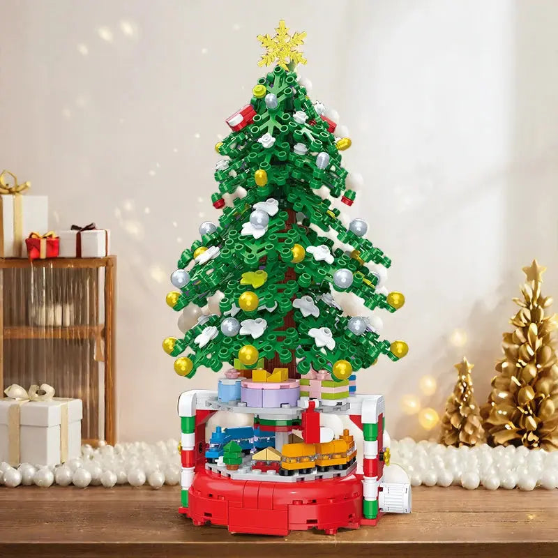 Christmas tree building block potted plant decorations large and small green plant pink Christmas holiday gifts Good Vibrations