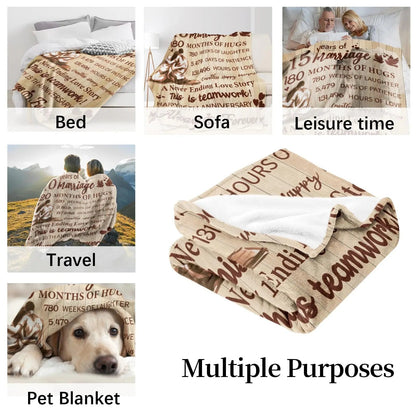 15 Anniversary Crystal Wedding Anniversary Gift, Anniversary Gift Blanket for Wife Husband Good Vibrations