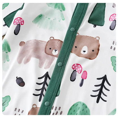 Baby Autumn Clothes Cartoon Animal Elements Baby Boy Long Sleeved Jumpsuit Casual Baby Single Breasted Clothes Good Vibrations