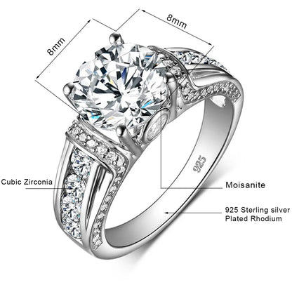 Certified D Color VVS1 2ct Moissanite Diamond Ring For Women 100% Sterling Silver Good Quality Wedding Jewelry Pass Diamond Test Good Vibrations