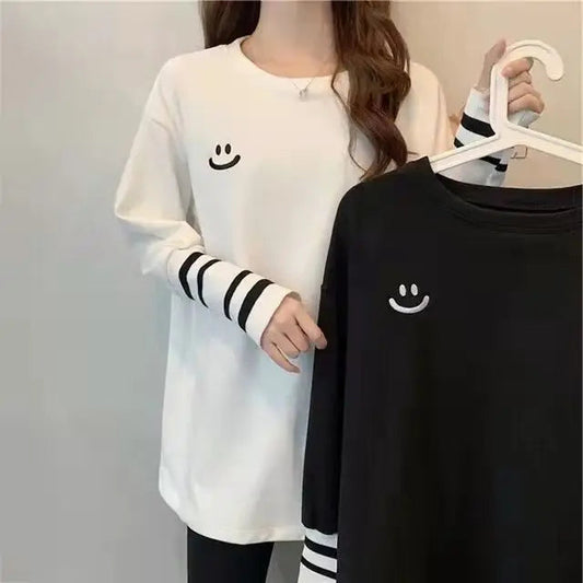 T Shirts Female Long Sleeve Clothes Autumn Tees Spring Top for Women Harajuku Original Causal Luxury Vintage Causal O Pulovers Y Good Vibrations