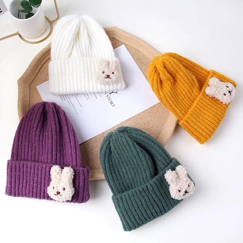 Autumn Winter Baby Hat Soft Warm Knitted Boy Girl Children Beanies Caps Solid Color Crocheted Infant Kids Bonnet Hats 0-3Y Good Vibrations