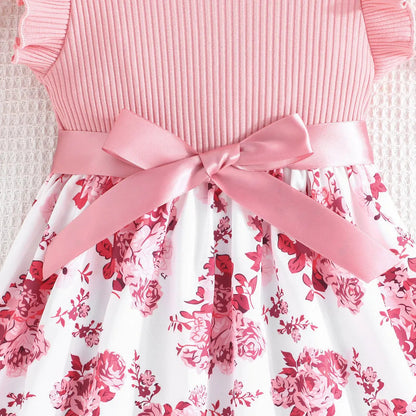 Dress For Kids 4-7 Years old Cotton Ruffled Sleeveless Floral Princess Dresses Ootd For Baby Girl Good Vibrations