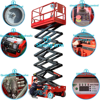 Electric Scissor Lift  Aerial Platform 6m 8m 10m 12m Skylift Mobile Lifter Scaffolding Hydraulic Scissor Lifts Trolley 30 Ft Good Vibrations