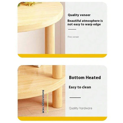 Wooden Modern Round Square Bedside Table Double-Layer Nightstand Home Office Bedroom Living Room Sofa Side Table Coffee Table Good Vibrations