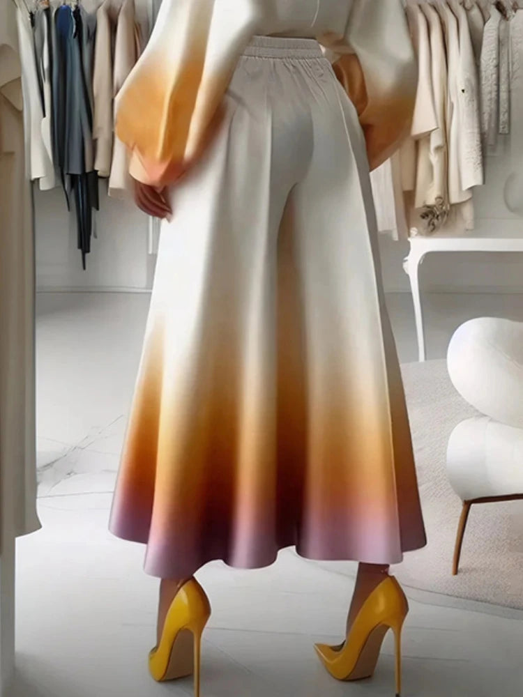 Beautyblue Gradient Suit Pants Pleated Pant for Women 2025 New Elegant High Waisted Loose Pocket Fashion Long Commuter Trousers Good Vibrations