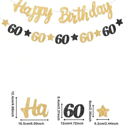 18th 20th 30th 40th 50th Birthday Party decor Supplies for Men Women Black and Gold 18th~60th Years Old Party banner Decoration Good Vibrations