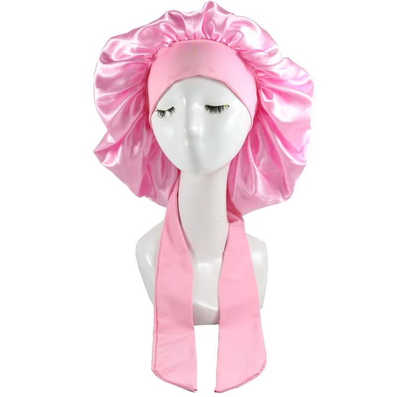 Women Satin Solid Sleeping Hat Night Sleep Cap Hair Care Bonnet Nightcap For Women Men Unisex Cap Bonnet De Nuit Shower Turban Good Vibrations
