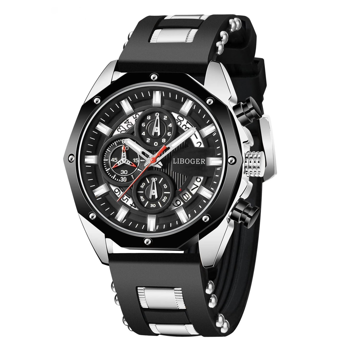 Fashion Business Men Watch Top Brand High Quality Auto Date Big Dial Silicone Strap Sports Quartz Watches For Him Gifts Good Vibrations