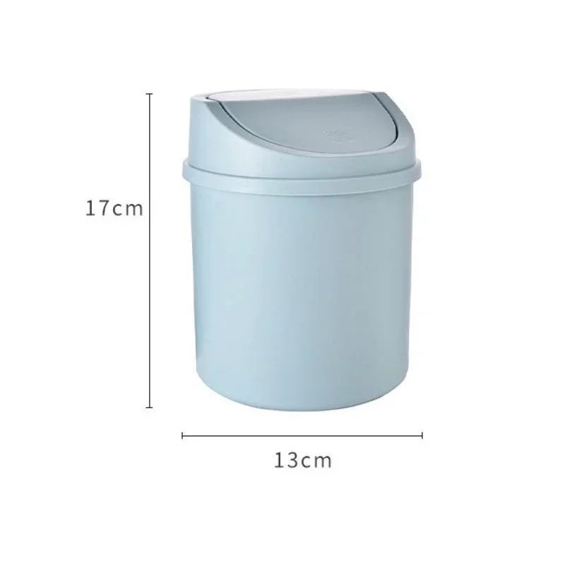 Mini Desktop Bin Small Trash Can Tube with Cover Bedroom Trash Can Garbage Can Clean Workspace Storage Box Home Desk Good Vibrations
