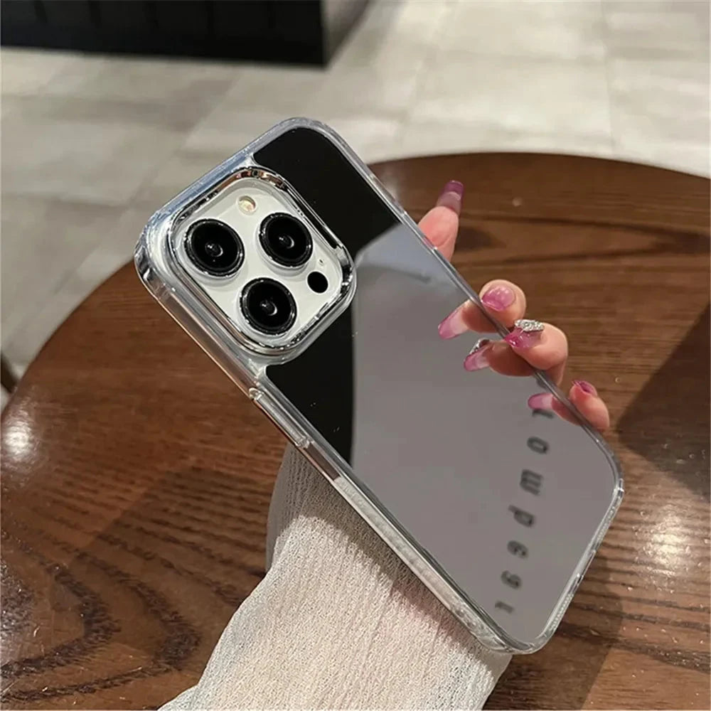 Luxury Acrylic Makeup Mirror Phone Case For iPhone 16 15 14 13 12 11 Pro Max XS X XR Plating Shockproof Back Cases Cover Good Vibrations