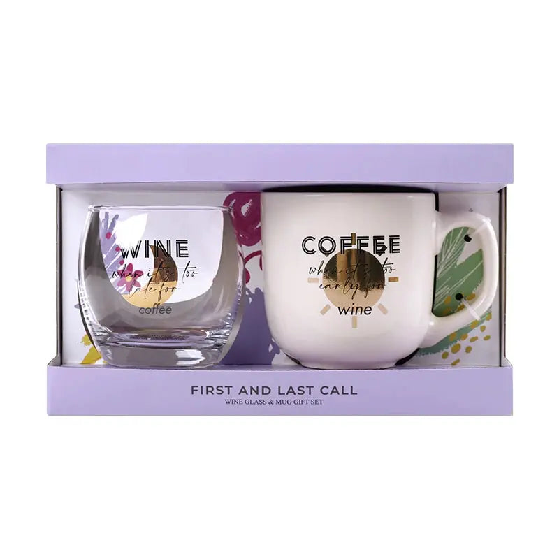 First Call & Last Call Gifts Sets Novelty Products Trends Cute Wine Glass & Coffee Mugs Ceramic Creative Set Items for Gifting Good Vibrations