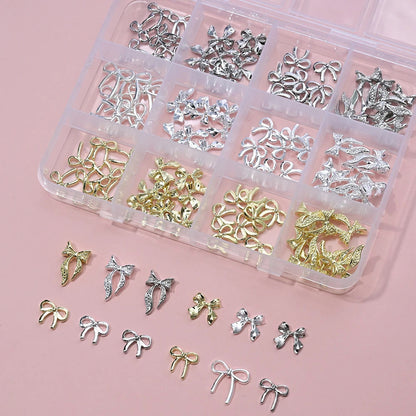 120pcs/box 3D Gold Bow Butterfly Nail Metal Charms Shiny Cute Bowtie/Diamond Star Nail Jewelry 120 Luxury Nail Art Supplies #RE4 Good Vibrations