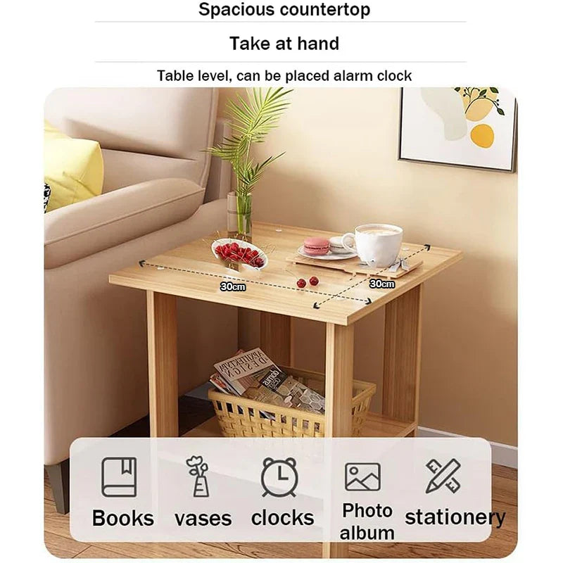 Simple Bedside table Solid Wood Nightstands Double-Layer Night table Living Room Sofa Side Table Modern Home Bedroom furniture Good Vibrations