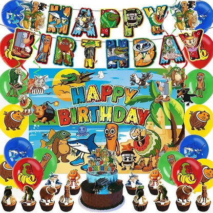 Italian Brainrot Birthday Party Decoration Tung Tung Sahur Tralalelo Tralala Tableware Balloon Cup Plate for Party Favor Supplie Good Vibrations