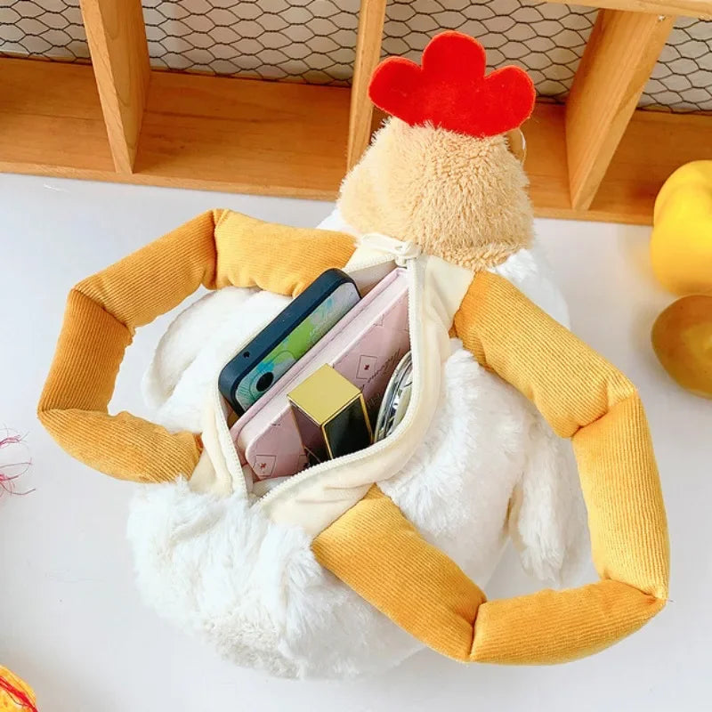 Fur Chicken Plush Bag Ugly Hen Shape Handbag Funny  Doll Satchel Purse For Women Birthday Gifts Good Vibrations