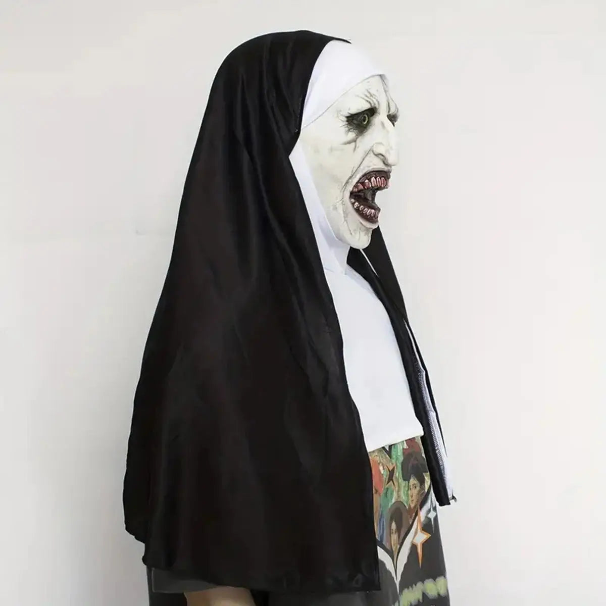 Horror The Nun Mask Cosplay Scary Bloody Demon Ghost Face Latex Masks With Headscarf Halloween Party Costume Props Deluxe Good Vibrations