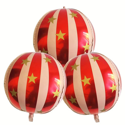 3 Pcs 22 Inch 4D Striped Star Aluminum Film Balloon Ktv Mall Home School Decoration Circus Party Supplies Kids Photo Booth Props Good Vibrations