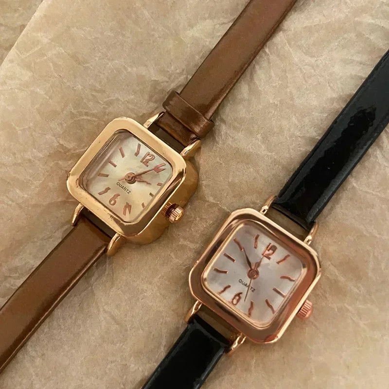 Fashion Women Watch Small Square Dial Thin Leather Strap Ladies Wristwatch Elegant Female Watches Casual Relogios Feminino Reloj Good Vibrations