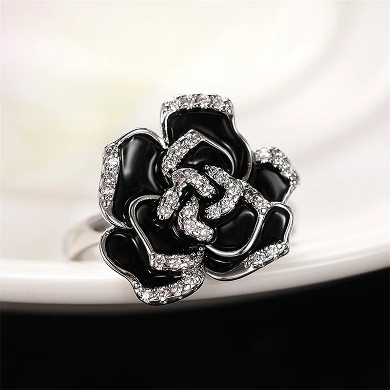 2026 Aesthetic Enamel Flower Finger Ring for Women Wedding Party New 2026  Silver Color Luxury Cubic Zirconia Jewelry Gift Good Vibrations