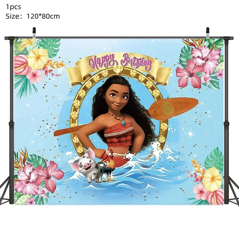 New MINISO Moana Theme Children Birthday Party Disposable Tableware Cup Plate Flag Kids Girls Wedding Party Decoration Supplies Good Vibrations