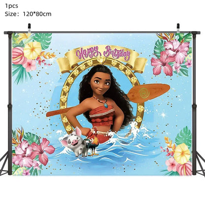 New MINISO Moana Theme Children Birthday Party Disposable Tableware Cup Plate Flag Kids Girls Wedding Party Decoration Supplies Good Vibrations