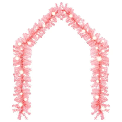66 ft Pink Christmas Garland with LED Lights Festive Wreath Decorations Good Vibrations