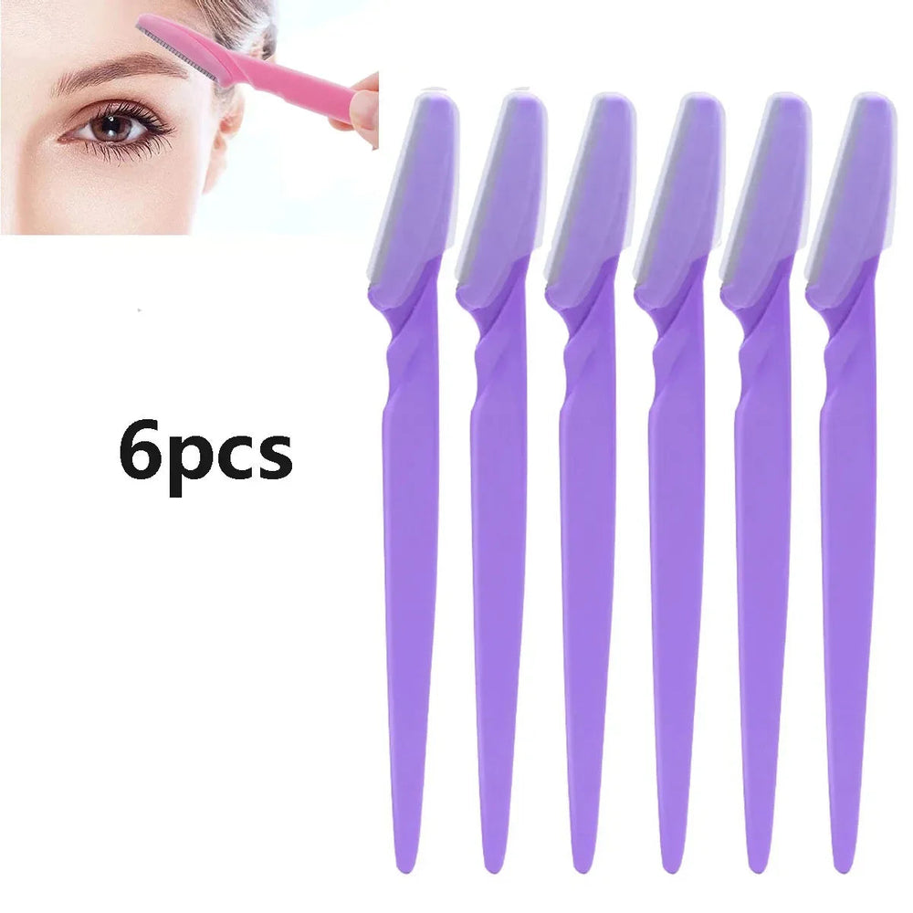 6/12Pcs Mix Color Eyebrow Razor Women Face And Body Safe Trimmer Hair Shaver Eye Brow Remover With Cover Small Makeup Tools Set Good Vibrations