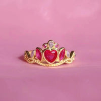 1 Pc Exquisite Crown Heart Fashion Elegant Gold Color Ring Women Daily Prom Party Adjustable Open Ring GIft Jewelry Good Vibrations