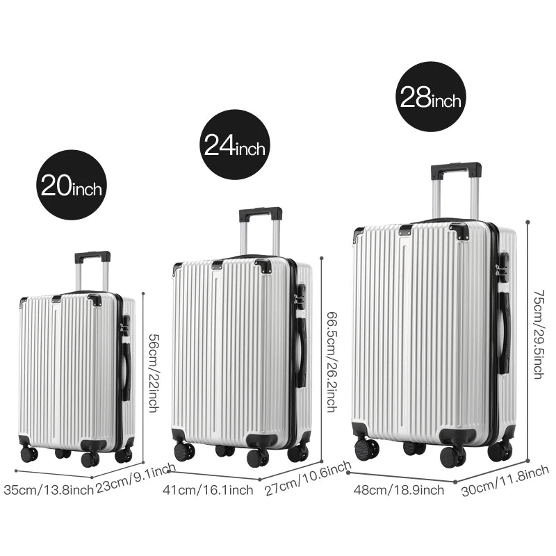 3pcs Luggage with Corner Protectors 20/24/28-Inch Durable Hard Shell 360 Spinner Wheels Multifunctional Large Capacity Lightweig Good Vibrations