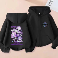 Demon Hunters K-pop Film Zipper Hoodie Fashion Oversized Jacket Zip Up Sweatshirt Streetwear Good Vibrations