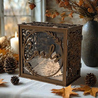 Brown wedding card boxes for reception, PVC gift card box with acrylic window, rustic envelope money gift box for anniversary Good Vibrations