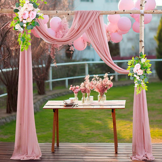 Chiffon Wedding Arch Draping for Ceremony Reception Decorations Pink Sheer Fabric Curtains for Party Stage Bridal Shower Good Vibrations